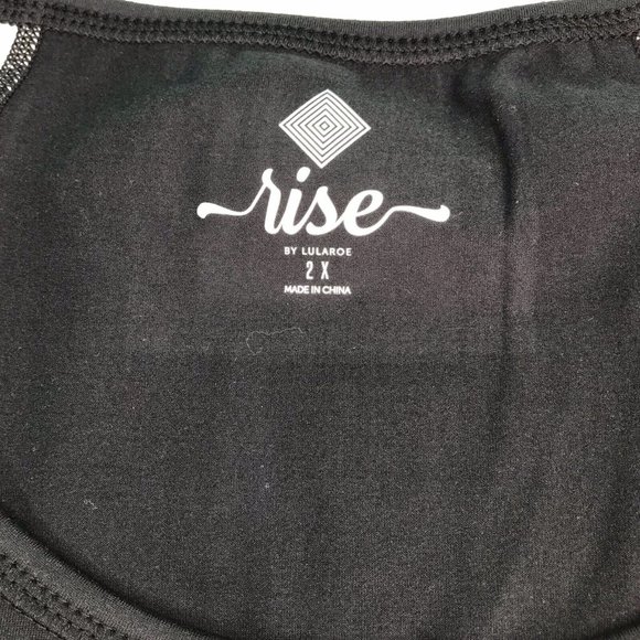 Womens Cropped Tank 2X Lularoe Workout Top Black White Mesh Fitness Exercise - Picture 3 of 9